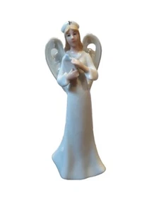 Cosmos Angel Nurse Figurine Glossy White Wings Clipboard Blonde Vtg - Picture 1 of 8
