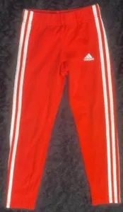 LEGGINGS ADIDAS BAMBINA ETÀ 9-10 ANNI RIGHE ROSSE E BIANCHE USURA MINIMAL - Foto 1 di 3