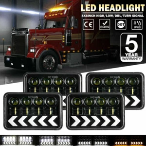 4PC 4x6" LED Headlights HI/LOW For Freightliner FLD120 1988-2010 FLD112 Classic - Picture 1 of 11