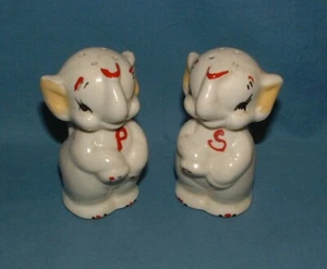 VINTAGE ELEPHANT SALT & PEPPER SHAKERS - UNMARKED - USED - Picture 1 of 3