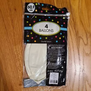 4 Amscan 24 inch latex Balloons White Party City giant big Birthday 2 Foot Loon - Picture 1 of 5