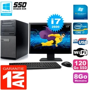 PC Tour DELL 7010 Ecran 19" Core I7-2600 RAM 8Go Disque 120 Go SSD Wifi W7 - Photo 1/1
