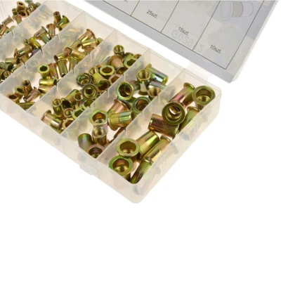 ASSORTIMENTO 150 INSERTI (RIVETTI) FILETTATI IN ALLUMINIO M3 M4 M5 M6 M8 M10 - Immagine 1 di 3