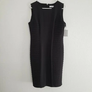 Neu Calvin Klein Damengröße 12 schwarz gerippt ärmelloses Kleid UVP 128 $ (C3) - Bild 1 von 7