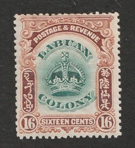 1902-03 Labuan Sc# 105 - Sixteen Cents, Crown of the Colony. MH postage stamp. - Picture 1 of 1