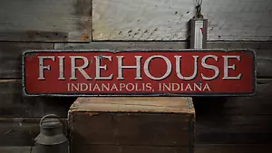 Firehouse, Custom Fire Station Location -Rustic Distressed Wood Sign - Picture 1 of 1