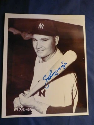 Johnny Mize Signed 8 x 10 Black and White Photo with COA - Image 1 of 2