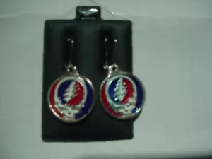 Pendientes de esmalte Grateful Dead vintage Steal Your Face con montaje de alambre de riñón - Imagen 1 de 3