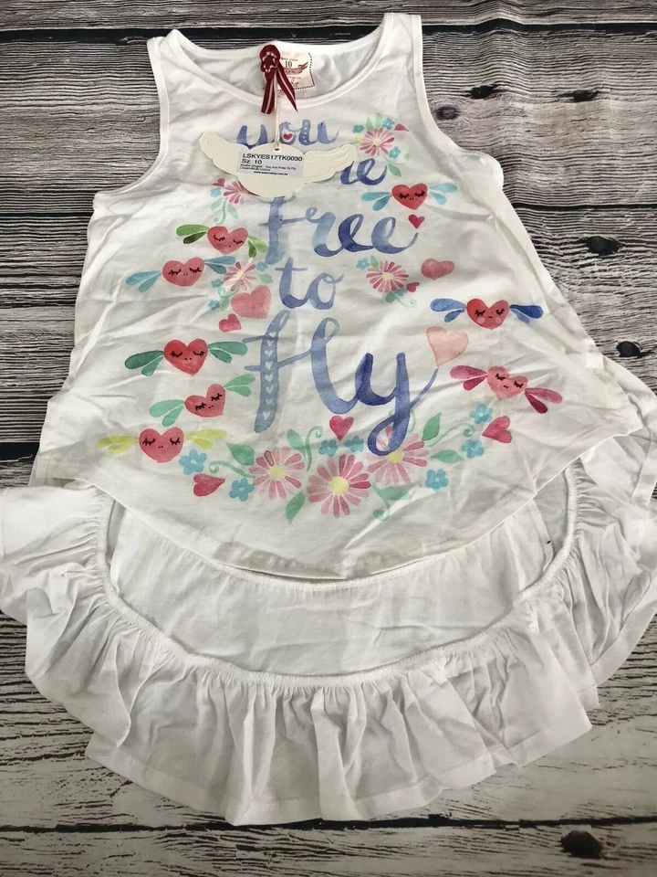 Paper Wings Bustle Singlet Are You Free To Fly 束腰外衣连衣裙 10 码女孩面霜 — 第 1/4 张图片