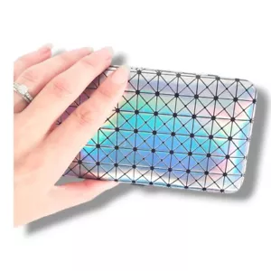 Geometric Luminous Wallet Women Holographic Reflective Matalic - Picture 1 of 7
