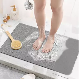 Bathroom Shower Mat Non-Slip Soft PVC Supportive Textured Quick Drain Loofah Foo - Picture 1 of 7