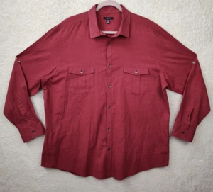 Alfani Men Shirt XXL Red Cotton Blend Casual Button Down Long Sleeve Regular Fit - Picture 1 of 18