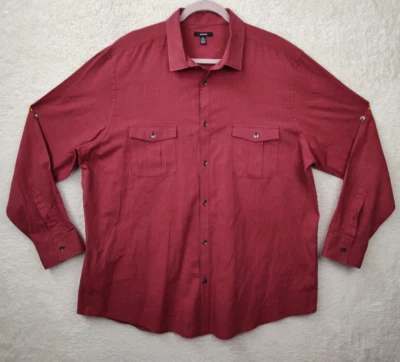 Рубашка мужская Alfani XXL красная хлопковая смесь повседневная на пуговицах с длинным рукавом обычный покрой - Изображение 1 из 4