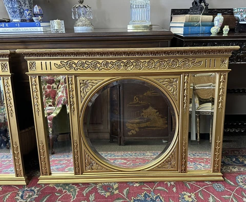 Vintage Gold Over Mantle Mirror Traditional Beveled Mirrors (2available) Cover
