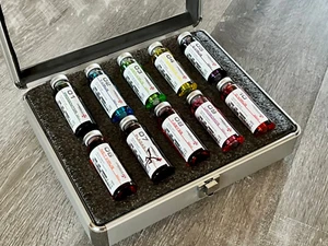 Resident Evil Style Virus & Parasite Lab Vial Prop - Umbrella Variants Case 1-10 - Picture 1 of 5