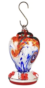 Bird Feeders Mutli-Color Speckle Glass Hummingbird Feeder Finial Shape handblown - Picture 1 of 2