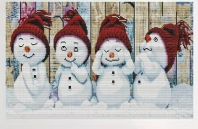 Printed Cross Stitch Kit 11 ct Snowmen 66x36cm DIY UK DIY UK - Image 1 of 4