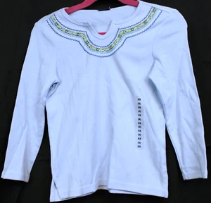 GAP Girls Long Sleeve Blue Shirt Blue Beaded sz 4 XS NWT V-Neck Crew Winter - Picture 1 of 6