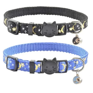 2 PCS Breakaway Cat Collar with Bell, Cute Adjustable Kitten Collars with Acc... - Picture 1 of 6