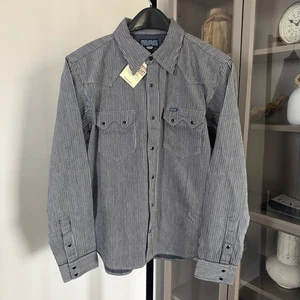 Iron Heart 8oz Herringbone Hickory Stripe Sawtooth Western Shirt XXL NEW Indigo - Picture 1 of 8