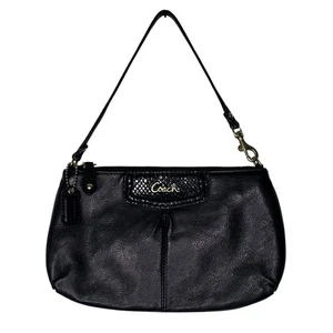 Coach Umhängetasche schwarz Leder Handgelenktasche Damen  - Bild 1 von 12
