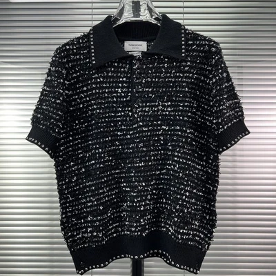 Thom Browne Men/women's New Tweed Knitted Casual Short-sleeved Knitted Sweater - Image 1 of 4