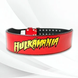 Hulkamania Weight Lifting Belt Red Hulk Hogan Leather Gym Belt All Sizes - Picture 1 of 1