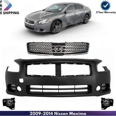 Front Bumper Cover Primed & Grille Assembly Kit For 2009-2014 Nissan Maxima Foto 1 de 4