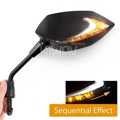 Espejos secuenciales doble LED Lucifer vástago alto 5/16"-24 adaptador se adapta a Harley ε Foto 1 de 4