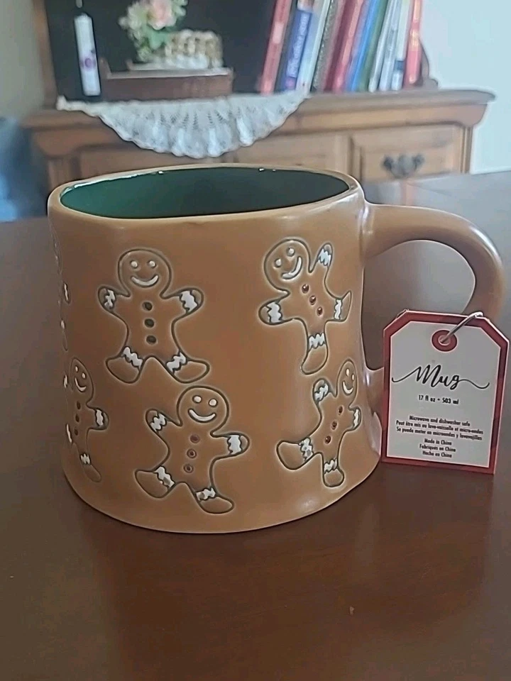 Кружка Gingerbread Man Coffee чашка с горячим шоколадом 17 унций Jumbo Holiday Cottagecore  - Изображение 1 из 4