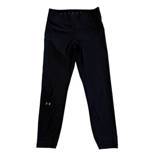 Under Armour Workout Tights Womens Size Medium Black Heatgear Compression Crop - Picture 1 of 9
