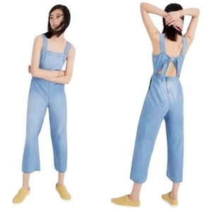 madewell denim apron bow-back jumpsuit womens size 2 - Picture 1 of 8