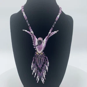 Kolibri Perlen Halsband Halskette lila Andrews Indianer Oglala Lakota - Bild 1 von 6