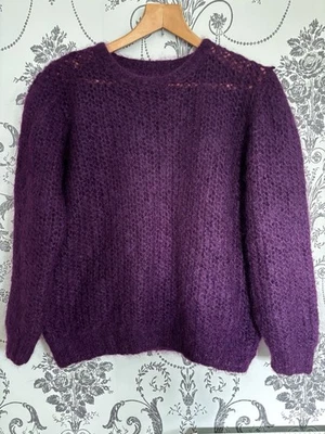 Hand Knitted Vintage Mohair Round Neck 14/16 Amethyst Boxy VGC Sim Toast - Image 1 of 4