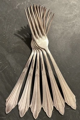 Set of 6 WMF 90 Germany Silverplate FACHER Silver Plate Dinner Salad FORK 8" - Image 1 of 3