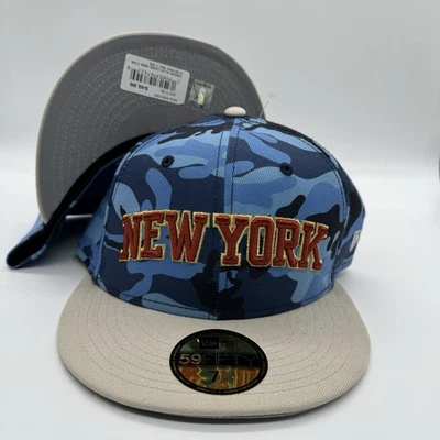 New Era NBA New York Knicks 59FIFTY Fitted Camo Baseball Mens Hat Size 7 5/8 NEW - Image 1 of 4