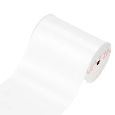 Double Face White Satin Ribbon 3" Continuous 10 YardsWhite Polyester Fabric R... - Image 1 of 4