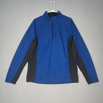 Sudadera Spyder Hombre Grande Azul Poliéster Cuarto Cremallera Atlética Exterior Foto 1 de 4