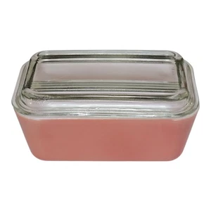 Plato refrigerador vintage Pyrex rosa flamenco 0502 con tapa 502-C ~ leer - Imagen 1 de 16