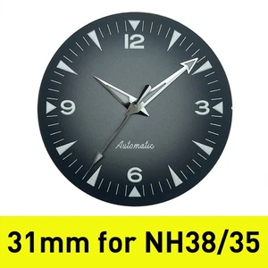 Neu 31 mm Zifferblatt Zeiger für NH38A NH35A, schwarz bis grau Farbverlauf + BGW9 Lume - Bild 1 von 10