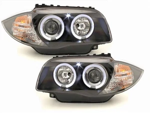 LED Angel Eyes Scheinwerfer Set für BMW 1er E87/81 2004-2011 schwarz - Bild 1 von 4