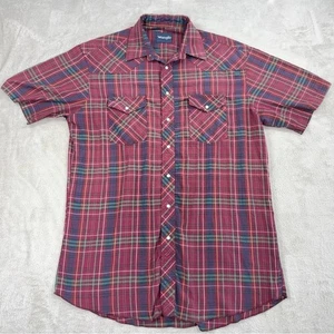 Camisa con botones a cuadros roja y azul Wrangler para hombre S/S talla XLT - Imagen 1 de 11