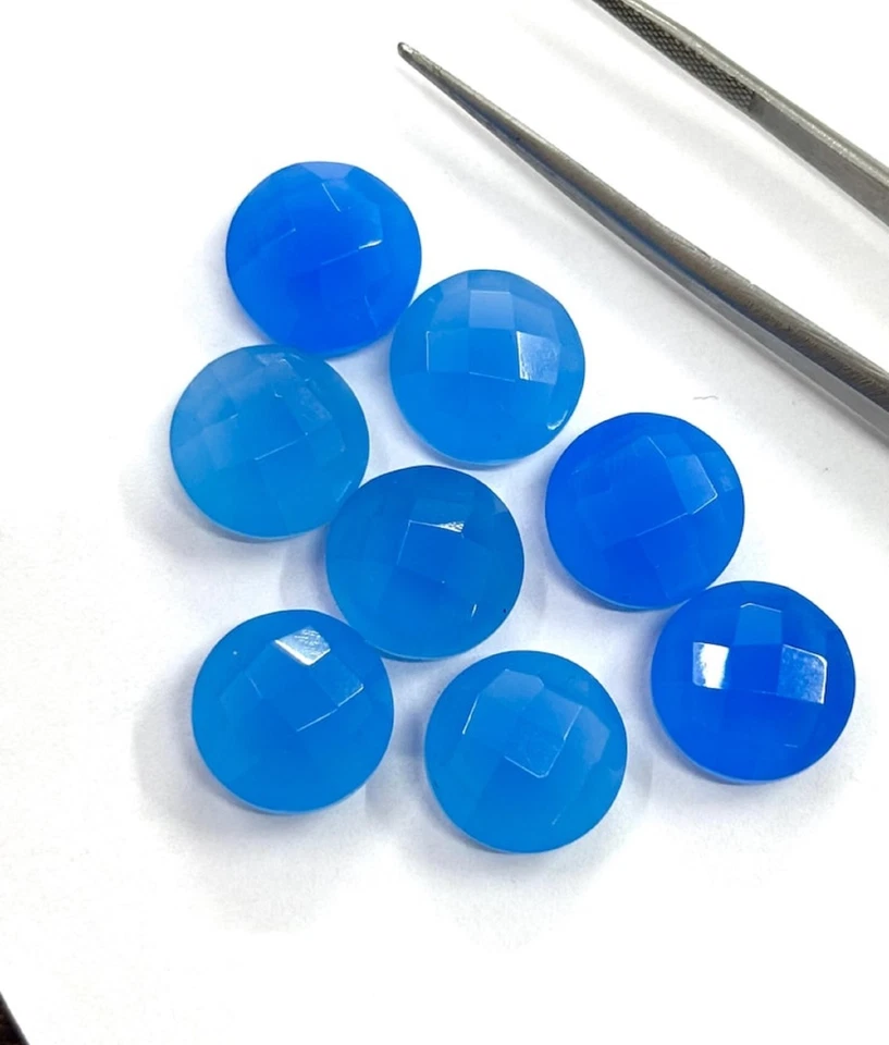 Natural Blue Chalcedony Round Briolette Cut Gemstone for Soft Bright Jewelry - Image 1 of 4