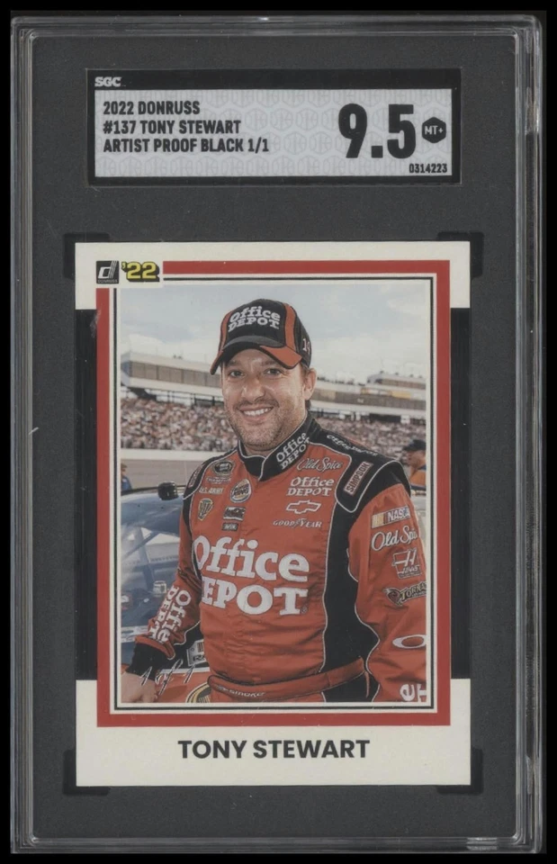 Donruss #137 Tony Stewart SSP 2022 1/1 prueba de artista negro SGC 9,5 Foto 1 de 2