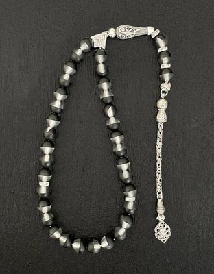 Black & Transparent Islamic Prayer Beads, 33 Beads Tasbih, Misbaha, Subha Gift - Image 1 of 4