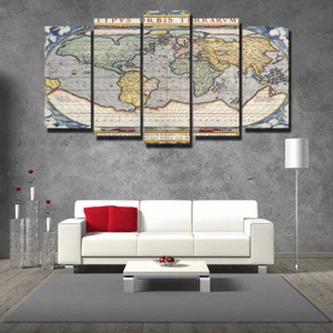 Conjunto de 5 piezas de rompecabezas de mapa del mundo póster de lienzo delgado arte hogar bar decoración de pared 24 - Imagen 1 de 9