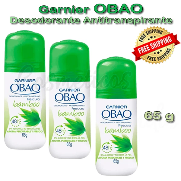 3 pack Deodorant Obao Garnier Women Bamboo net wt 2.3 oz each  Made in Mexico - Image 1 of 1