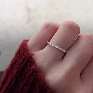 2Ct baguette Lab-Created Diamond Wedding Eternity Band 14k Yellow Gold Plated - Picture 1 of 3
