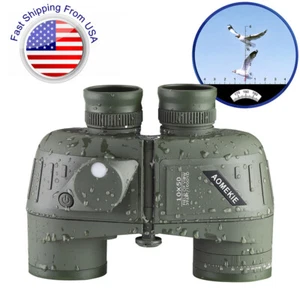 10X High Power Binoculars 50mm FMC Lens with Compass Rangefinder for Hunting - Picture 1 of 11