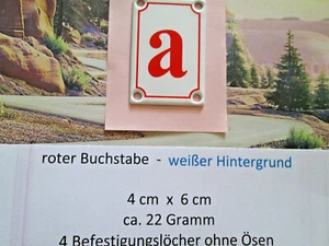 Hausnummer Emaille Zusatz a b c d rot Buchstabe weißer Hintergrund 4cm x 6cm - Picture 1 of 9